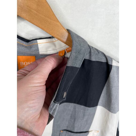 Boss by Hugo boss slim fit Buffalo check short sleeve button down shirt large - Picture 2 of 8